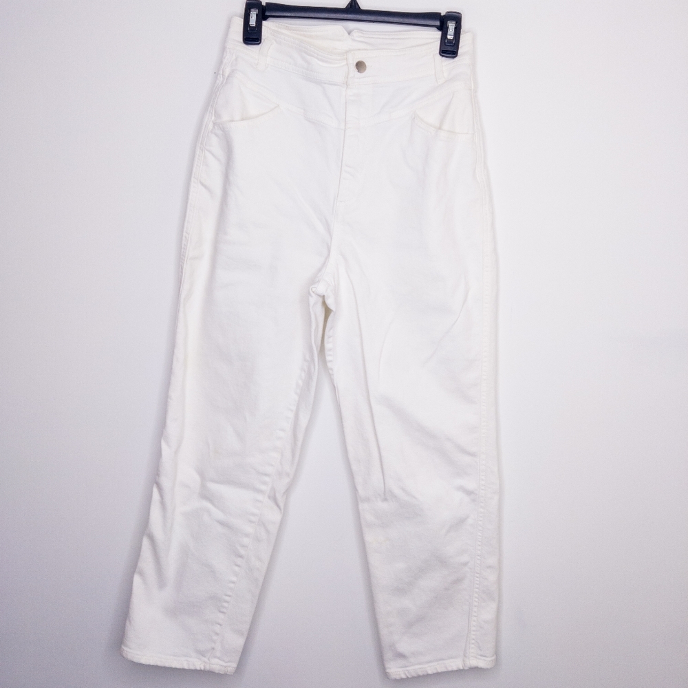 H&M Women's High Waisted Mom Jeans Size 6 White Denim Pants